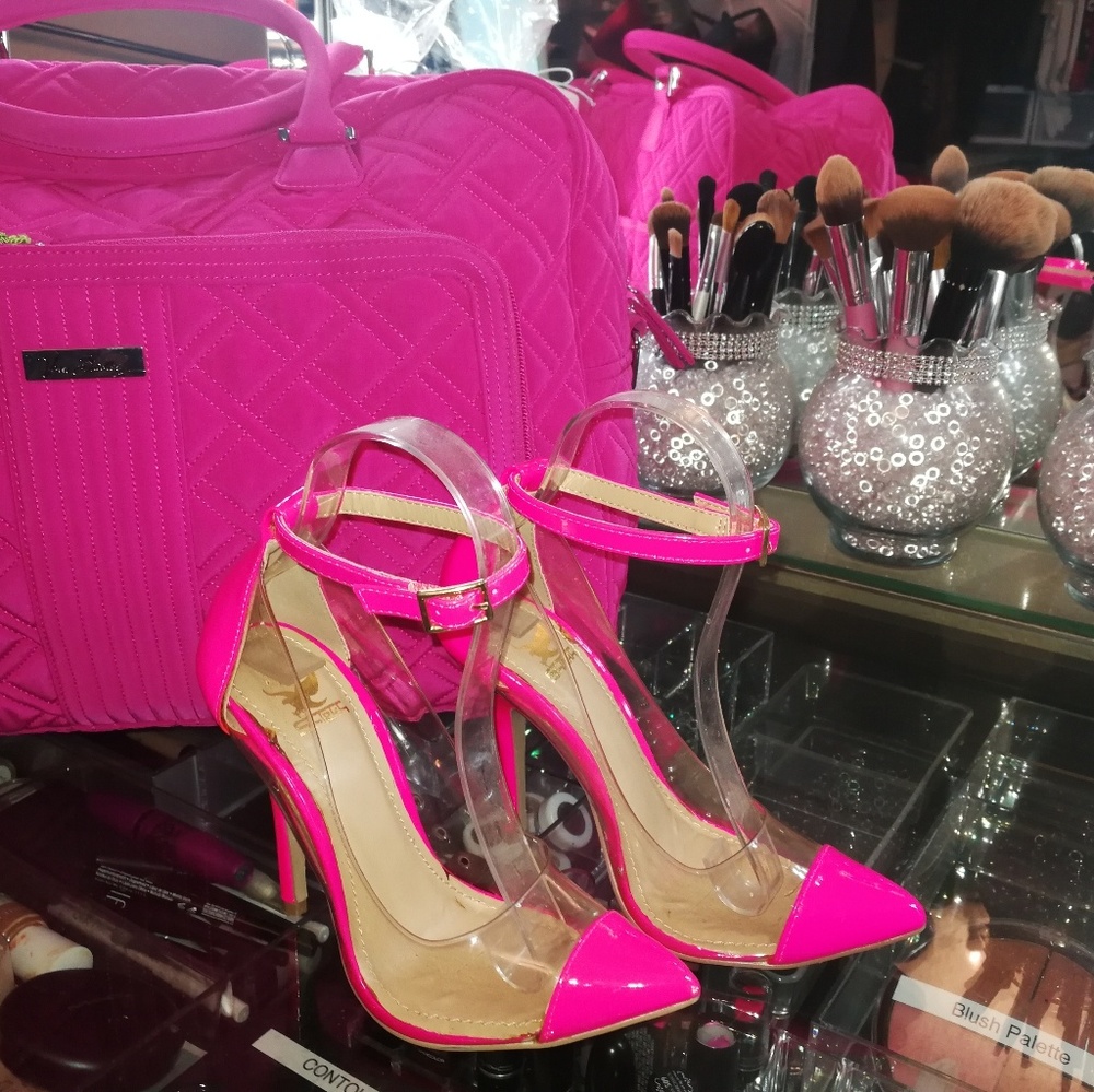 Neon pink stilleto heels